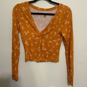 Orange Long Sleeve Floral Shirt